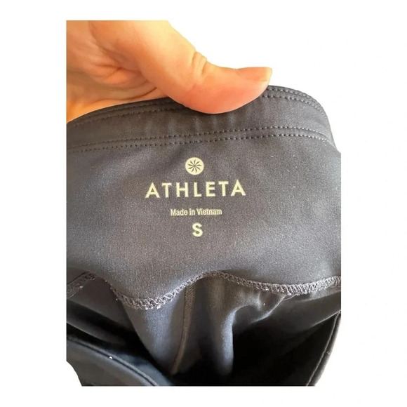 Athleta Navy Blue Reflective Sonar Leggings with stripe detail // size S - Picture 8 of 10